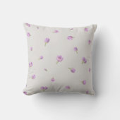 Pearl Gray Japanese Purple Tulip Floral Pattern クッション (正面)