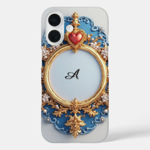 Pearl Heart Glow Luxe ✨ ロマンティックでエレガントなフレーム iPhone 16ケース