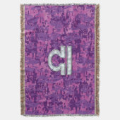 Pearl Libra Zodiac Sign on Fuchsia Digital Camo スローブランケット (正面縦)