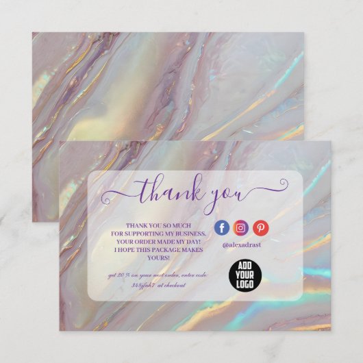Pearl Marble Modern Professional サンキューカード (正面/裏面)