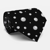 Pearl Pattern on Black Background ネクタイ (ロール)
