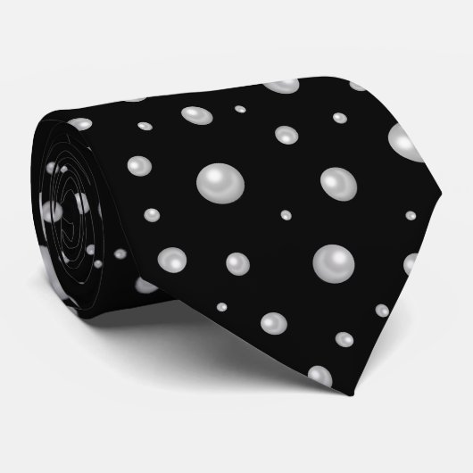 Pearl Pattern on Black Background ネクタイ (ロール)