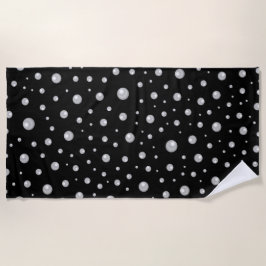 Pearl Pattern on Black Background ビーチタオル