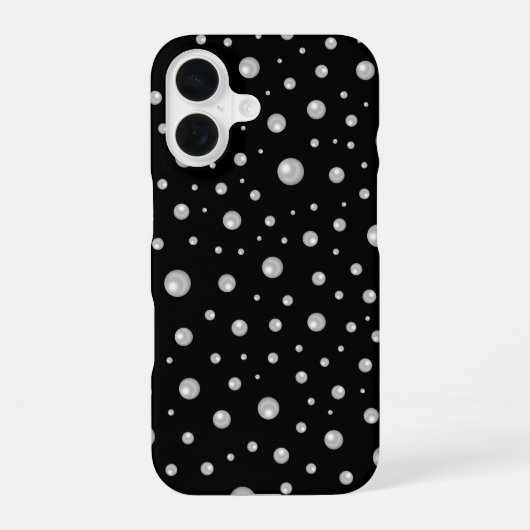 Pearl Pattern on Black Background iPhone 16ケース (裏面)