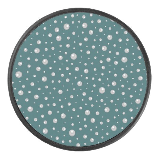 Pearl Pattern on Transformative Teal Background アイスホッケーパック (正面)