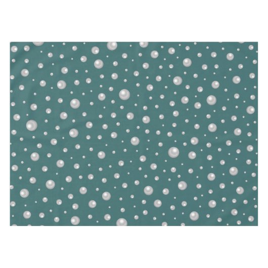 Pearl Pattern on Transformative Teal Background テーブルクロス (正面(横))