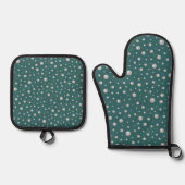 Pearl Pattern on Transformative Teal Background 鍋つかみ&鍋敷きセット (正面)