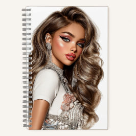 Pearl & Rhinestone Glam Girl Spiral Notebook ノートブック
