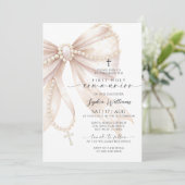 Pearl Rosary Bow First Holy Communion Invitation 招待状 (スタンド正面)