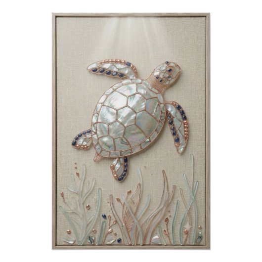 Pearl Sea Turtle Wall Art ポスター (正面)