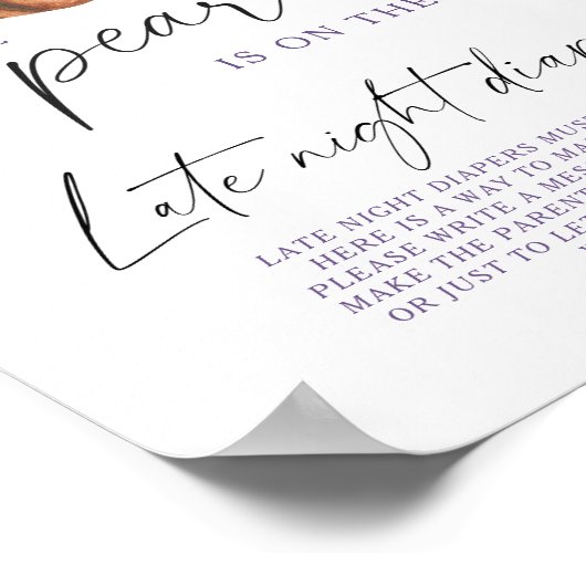 Pearl shell baby shower Late night diapers game ポスター (角)