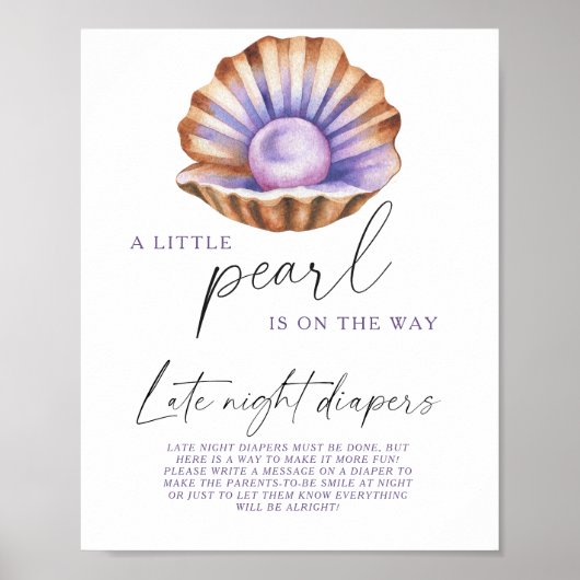 Pearl shell baby shower Late night diapers game ポスター (正面)