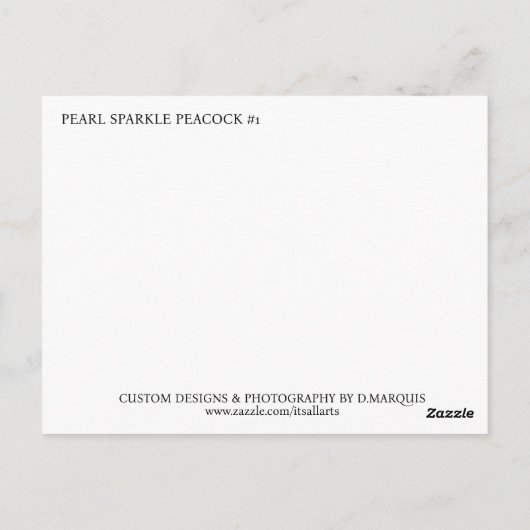 PEARL SPARKLE PEACOCK #1 ポストカード (裏面)