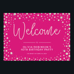 Pearl Themed 40th Birthday Sign ポスター<br><div class="desc">Pearl themed sign featuring a pink background with pearls and beautiful typographic details. 

Please contact me at claudia@claudiaowen.com if you would like to customize this invitation. Please visit my Zazzle shop http://www.zazzle.com/claudiaowenshop

Design by claudiaowen.com</div>