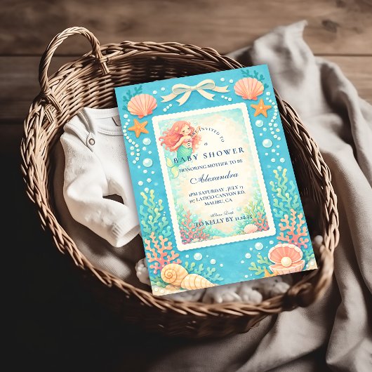 Pearl Tide Mermaid Baby Shower 招待状