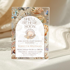 Pearl Under The Sea You Soon Girl Baby Shower アクリル招待状