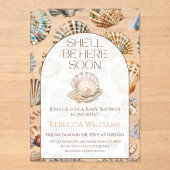 Pearl Under The Sea You Soon Girl Baby Shower アクリル招待状 (正面)
