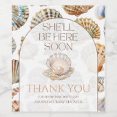 Pearl Under The Sea You Soon Girl Baby Shower ワインラベル (シングルラベル)