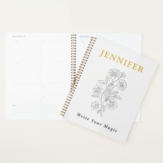 Pearl White Notebook with Gold Line – Elegant  プランナー手帳 (ディスプレー)