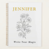 Pearl White Notebook with Gold Line – Elegant  プランナー手帳 (正面)