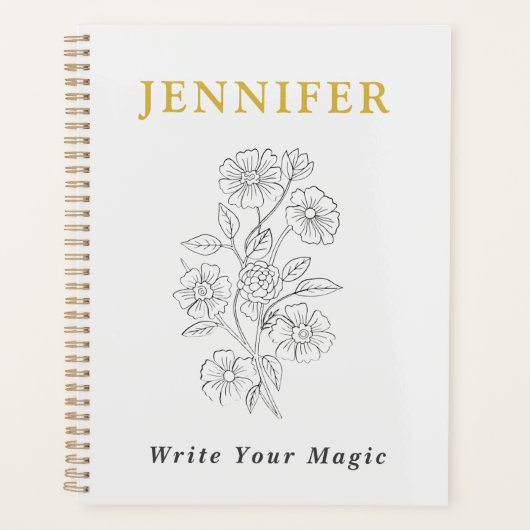 Pearl White Notebook with Gold Line – Elegant  プランナー手帳 (正面)