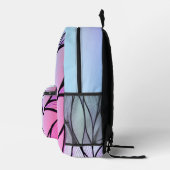 Pearlescent Purple and Sky Blue Fern Pattern  プリントバックパック (右)