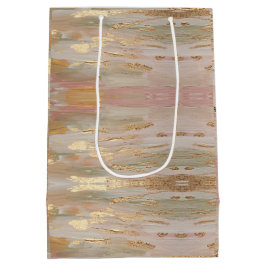 Pearlized Gold, Rose, Linen Shades Gift Bag ミディアムペーパーバッグ