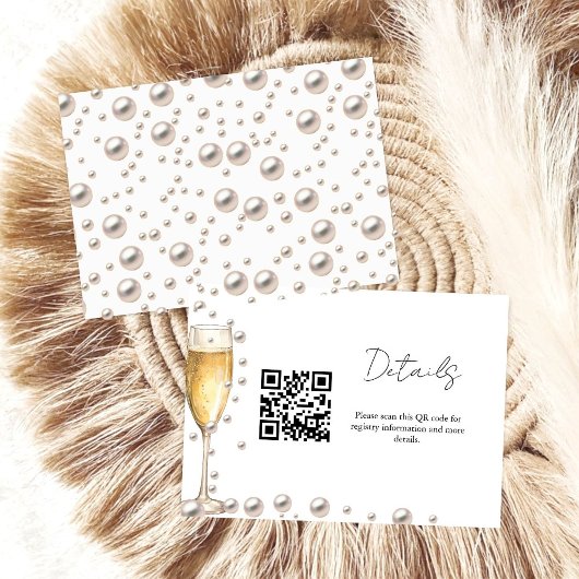 PearlsおよびProseccoブライダルシャワーレジストリ詳細 エンクロージャーカード