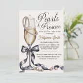 Pearls and Prosecco Black Bow Bridal Shower  招待状 (スタンド正面)