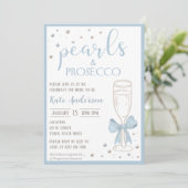 Pearls and Prosecco Blue Bow Bridal Shower 招待状 (スタンド正面)