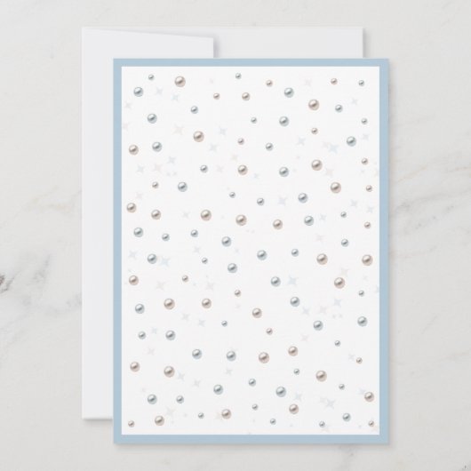 Pearls and Prosecco Blue Bow Bridal Shower 招待状 (裏面)