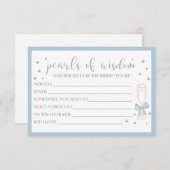 Pearls and Prosecco Blue Bow Bridal Shower Card (正面/裏面)