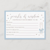 Pearls and Prosecco Blue Bow Bridal Shower Card (正面)