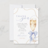Pearls and Prosecco Blue Bridal Shower サンキューカード (正面)