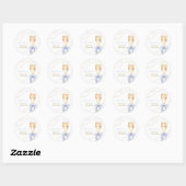 Pearls and Prosecco Blue Bridal Shower Stickers ラウンドシール (シート)