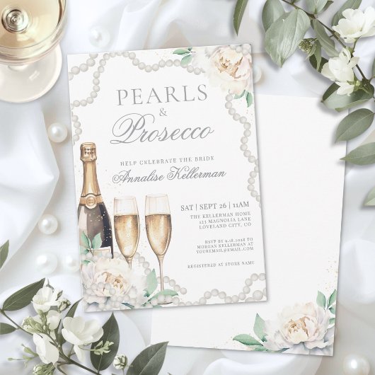 Pearls And Prosecco Bridal Shower 招待状