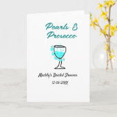 Pearls and prosecco bridal shower blue black name  カード (黄色い花)