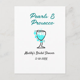 Pearls and prosecco bridal shower blue black name  ポストカード
