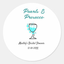 Pearls and prosecco bridal shower blue black name 
