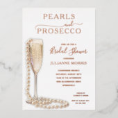 Pearls and Prosecco Bridal Shower Brunch & Bubbly 箔招待状 (正面)