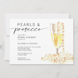 Pearls and Prosecco Bridal Shower Custom Minimal 招待状