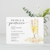 Pearls and Prosecco Bridal Shower Custom Minimal  招待状 (スタンド正面)