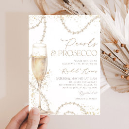 Pearls and Prosecco Bridal Shower Invitation, Pear 招待状