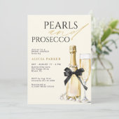 Pearls and prosecco elegant bow bridal shower 招待状 (スタンド正面)