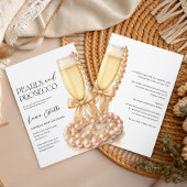 Pearls and Prosecco Elegant Bow Bridal Shower 招待状