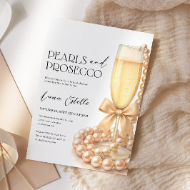 Pearls and Prosecco Elegant Bow Bridal Shower 招待状