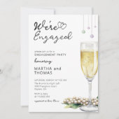 Pearls And Prosecco Elegant Engagement Party  招待状 (正面)