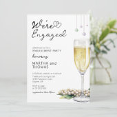 Pearls And Prosecco Elegant Engagement Party  招待状 (スタンド正面)