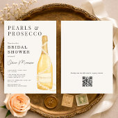 Pearls and Prosecco QR Code Bridal Shower 招待状