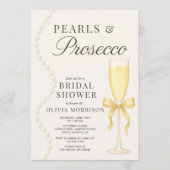 Pearls and Prosecco QR Code Bridal Shower 招待状 (正面)
